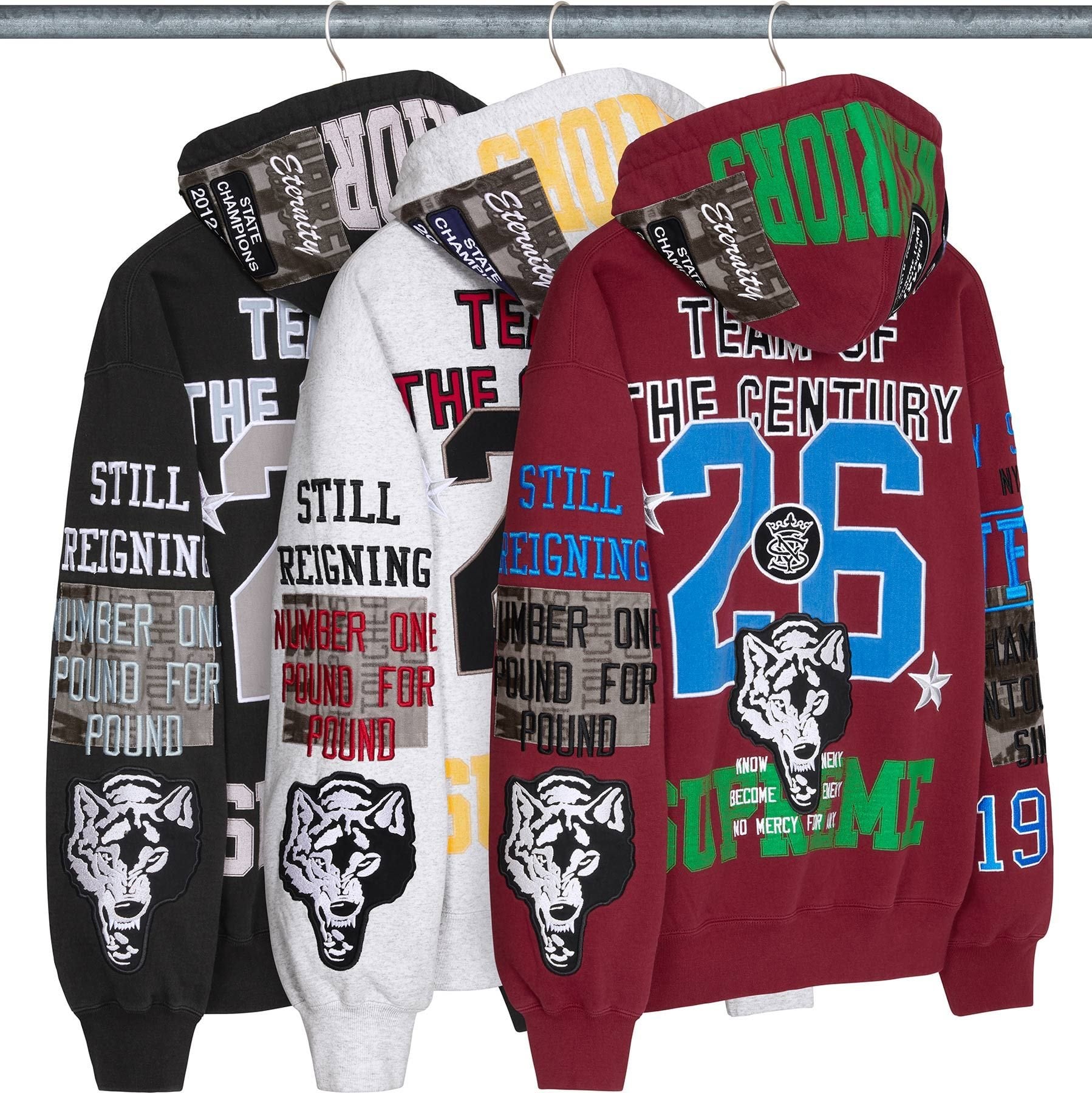 Warriors Appliqué Zip Up Hooded Sweatshirt